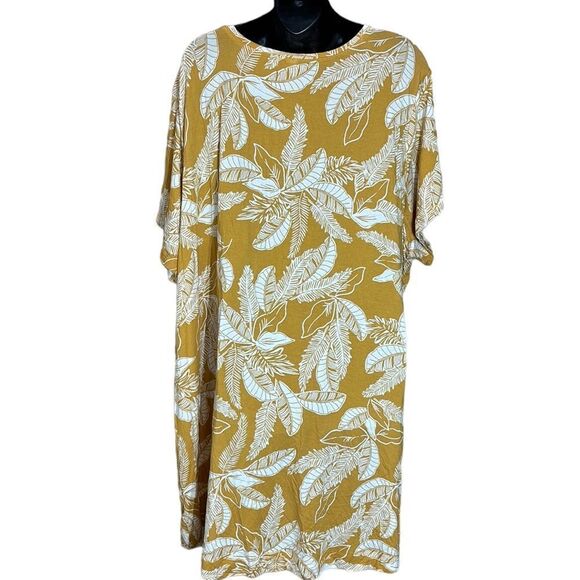 Old navy 4x plus warm leafy print yellow/white top - Picture 3 of 5